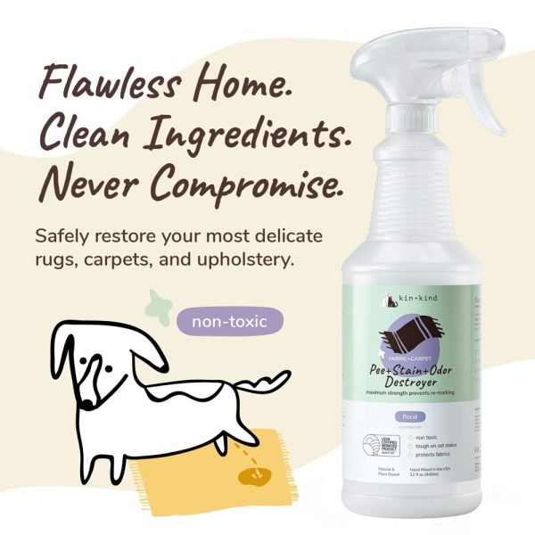 $2 OFF: Kin+Kind Pee+Stain+Odor Destroyer 32oz (Fabric+Carpet)- Floral Lavender Sale