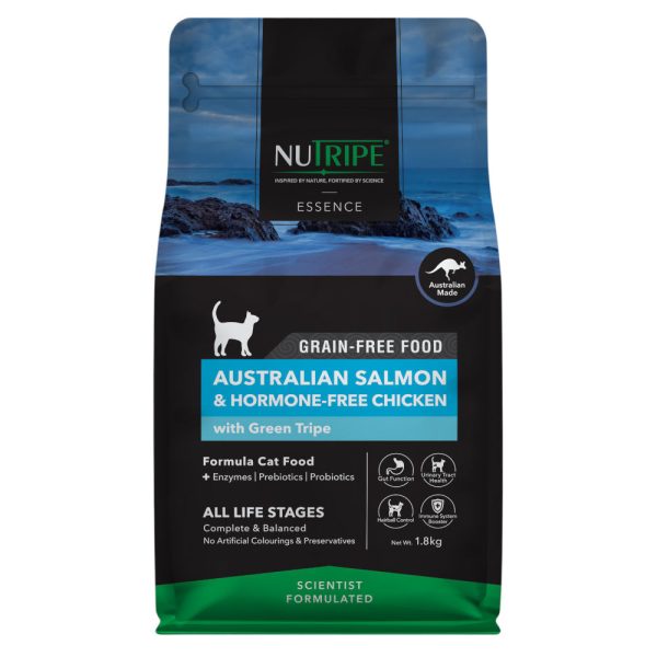 15% OFF + FREE TREATS : Nutripe Essence Australian Salmon & Chicken with Green Tripe Grain-Free Dry Cat Food For Discount