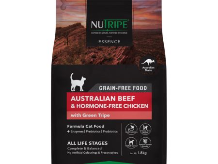 15% OFF + FREE TREATS : Nutripe Essence Australian Beef & Chicken with Green Tripe Grain-Free Dry Cat Food Online Sale