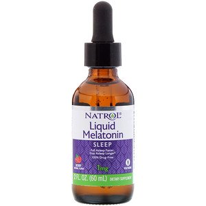 Natrol Liquid Melatonin Berry Natural Flavor 1mg 2 fl oz (60ml) Supply