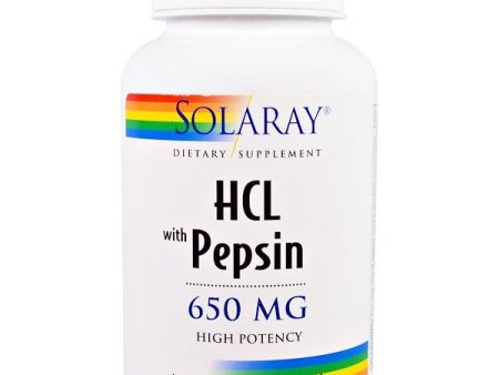 Solaray HCL with Pepsin 650mg 100 Vegetarian Capsules Online