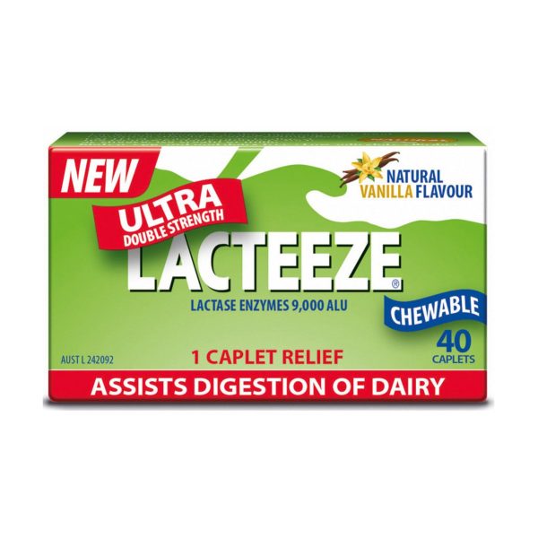 Lacteeze ultra Double Strength Chewable 40 Capsules Fashion