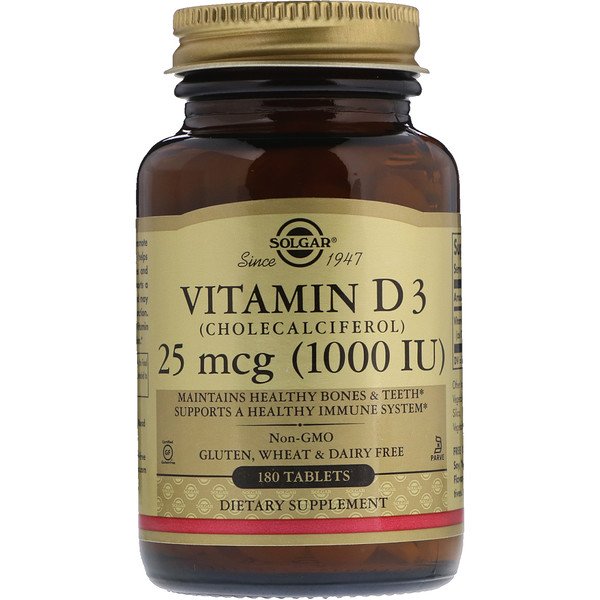 Solgar Vitamin D3 25mcg (1000 IU) 180 Tablets Fashion