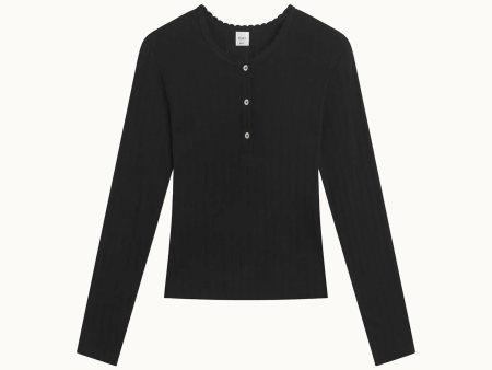 Pointelle Long Sleeve Henley Sale