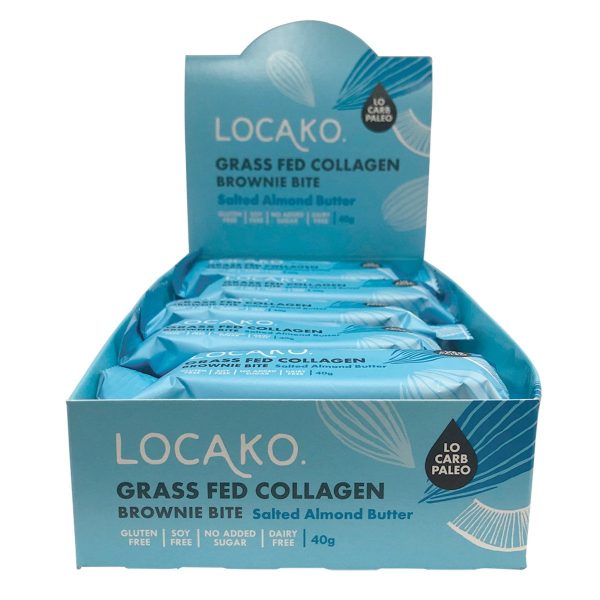 Locako Grass Fed Collagen Brownie Bite Salted Almond Butter 38g x 14 Pack Online Hot Sale