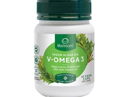 LifeStream V Omega 3 (100% Plant Dha Epa & Vit D3) 45 Veggie Capsules Hot on Sale