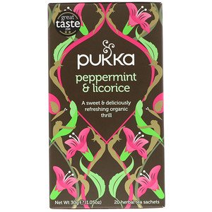 Pukka Herbs Peppermint & Licorice Herbal Tea Caffeine Free 20 Tea Sachets 1.05 oz (30g) Sale