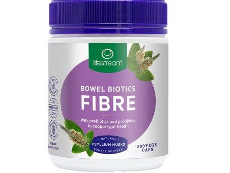 LifeStream Bowel Biotics Fibre With Prebiotics & Probiotics 200 Veggie Capsules For Sale