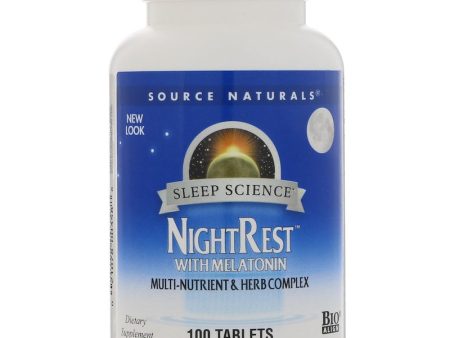 Source Naturals, Sleep Science, NightRest with Melatonin, 100 Tablets Supply