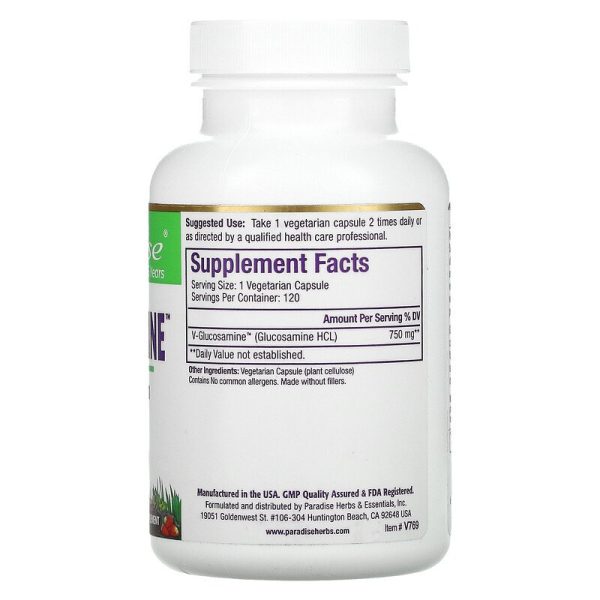 Paradise Herbs V-Glucosamine 120 Vegetarian Capsules Supply