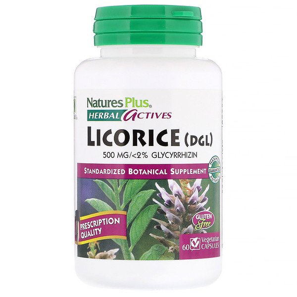 Nature s Plus Herbal Actives Licorice (DGL) 500mg 60 Vegetarian Capsules Online Hot Sale