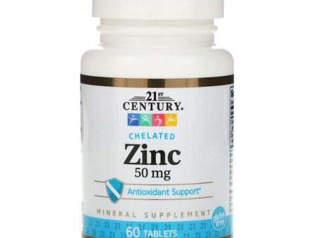 21st Century Zinc Chelated 50mg 60 Tablets Hot on Sale