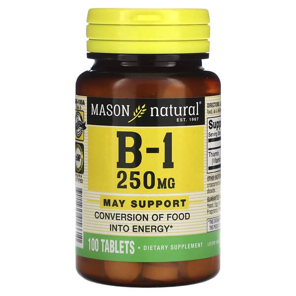 Mason Natural, Vitamin B-1, 250 mg, 100 Tablets Supply