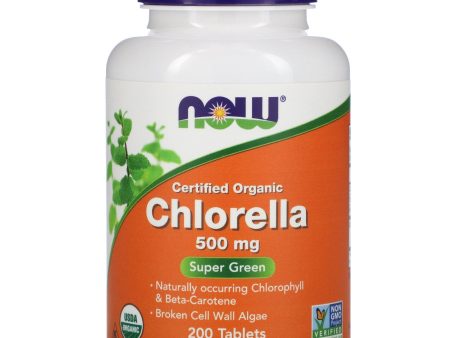 Now Foods, Certified Organic Chlorella, 500 mg, 200 Tablets For Discount