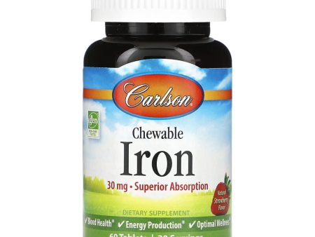 Carlson, Chewable Iron, Strawberry, 30 mg, 60 Tablets Fashion