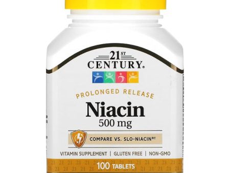 21st Century, Niacin, Prolonged Release, 500 mg, 100 Tablets Online Sale