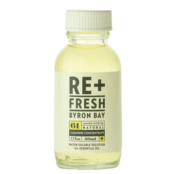 Re+Fresh Byron Bay Lemon Myrtle Nat Cleaning Concentrate Water Sol Solution 15% Essential Oil 50ml Sale