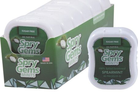 Spry xylitol Gems Mints Spearmint 25g x 6 Packs Display on Sale