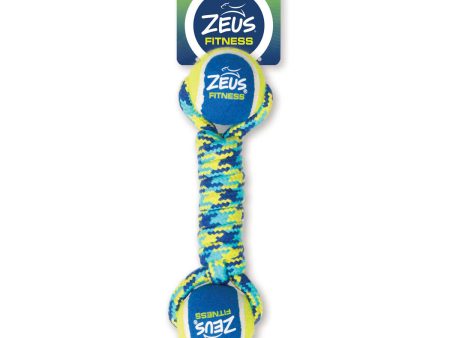 Zeus Fitness Dog Toys Double Tennis Ball Rope Dumbbell with Tennis Ball Medium 6.35cm For Discount